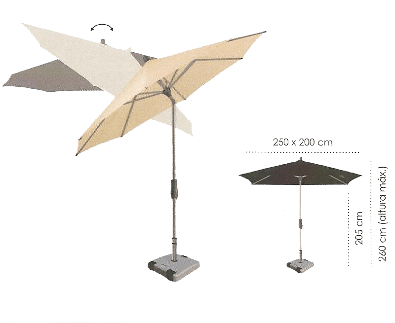 especificações do ombrellone alicante