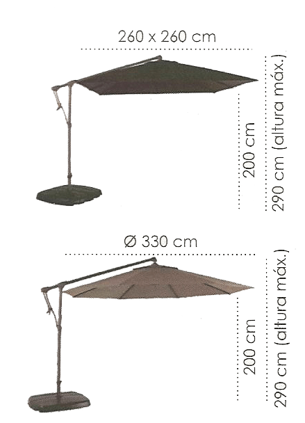 especificações do ombrellone madrid